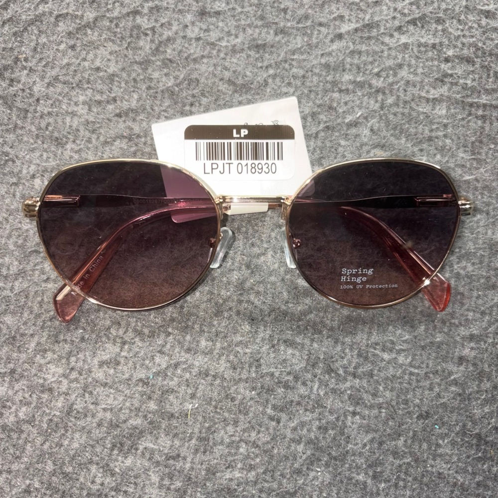Target Gold Tone Metal Round Sunglasses Pink Gradient Lens Spring Hinge NEW
